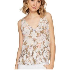 REBECCA TAYLOR Flora Silk Penelope V Neck TankTop